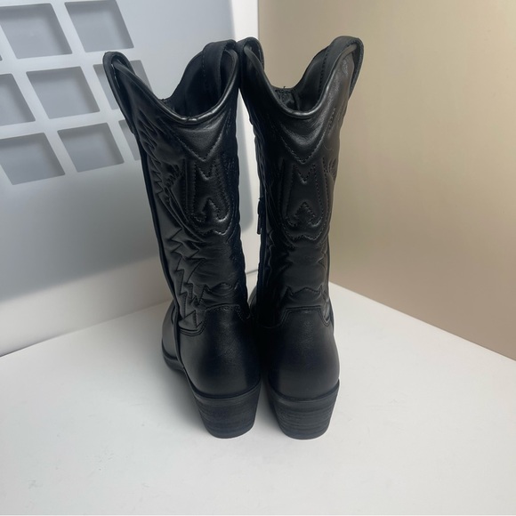 Steve Madden HAYWARD BLACK LEATHER boots Western Cowboy Boots Cowgirl Sz 6.5 - Picture 10 of 12
